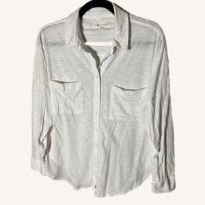 Lou & Grey White Casual Button Down Shirt Relaxed Fit